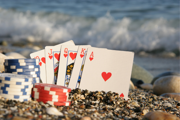 Cards And Chips In Sand 49 Cards And Chips In Sand 49